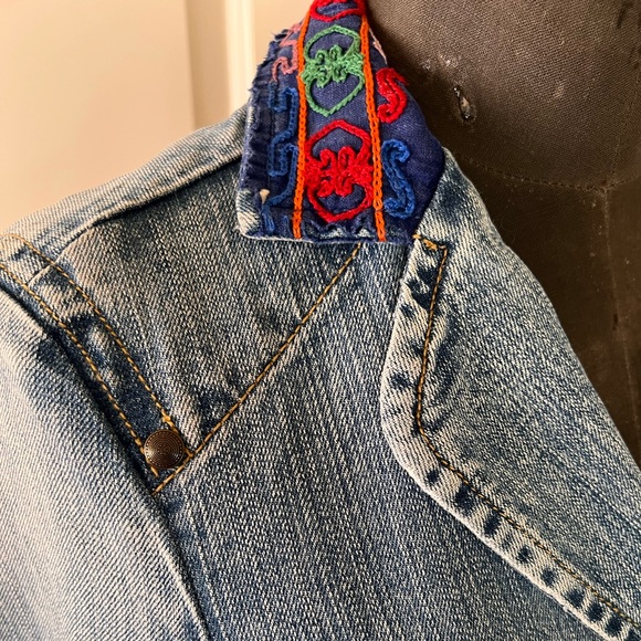Eight Sin Embroidered Denim Blazer Jacket Boho Festival Size S - Picture 8 of 14